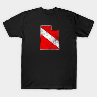 Utah Dive Scuba Diving State Map Dive Flag Distressed T-Shirt